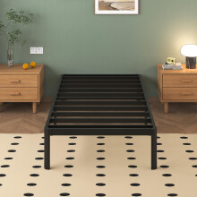 Lutown-Teen 3ft Single Bed Frames with Rounded Corner Legs, Heavy Duty Metal Bed Frame Single with Steel Slats Support, Single Bed 36 cm High, Noise