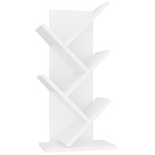 YMYNY 4 Tier Tree Bookshelf, Small Bookcase, Modern Wood Book Storage Rack, Freestanding Book Shelf for Books/Movies/CDs, Narrow Display Rack for