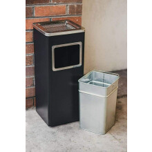 Curvaso HQ PREMIUM METAL STANDING ASHTRAY CIGARETTE RESTAURANT GARDEN PUB CLUB BIN OUTDOOR INDOOR STAINLESS STEEL (BLACK SQUARE)