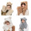 Ensemble de gants couvre-chef écharpe en fourrure pour-Blanc 3