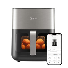 Mdiea 6L Air Fryer with Upper and Lower Double Tube Heating, LED Display