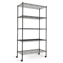 Simple Deluxe 5-Shelf Heavy Duty Storage Shelving Unit, With Height Adjustable Shelves and Levelling Feet, 567 kg Max Weight, 64W?31D?134H cm, Black