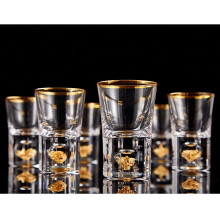 DUJUST Shot Glasses (45ml), Crystal Shot Glass Set Decorated with 24K Gold Leaf Flakes, Cool & Cute Shot Cups, BPA-Free & Lead-Free, Perfect for D?cor