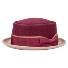 Chapeau Fedoras Panama en laine pour-couleur gravier marron