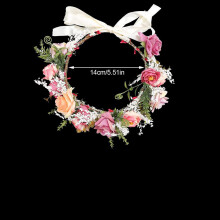 Diadema ajustable con flores, corona de guirnalda floral de flores de seda para bodas y festivales estilo boho, elegantes accesorios para fotos, 1
