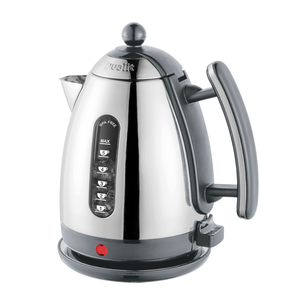 Dualit Lite Kettle - 1.5L Jug Kettle - Polished With Trim, High Gloss Finish - Fast Boiling Kettle By - 72006 Grey