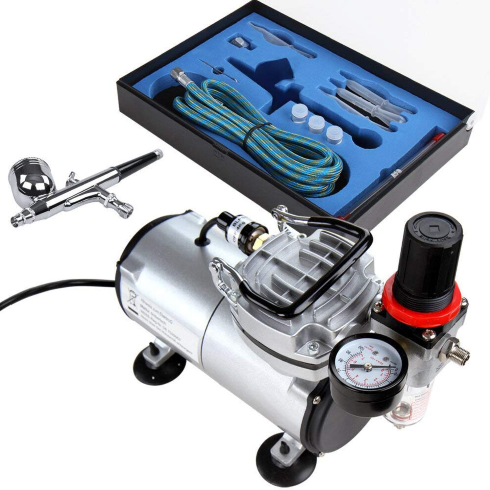 Timbertech Airbrush Kit With Air Compressor Abpst05 With Powerful Airflow And High Working Pressure For Hobbies Crafts Nail Art Tattoos Cake 8000002649629