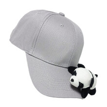 Chapeau de Baseball Panda en peluche pour filles et femmes,-Gris