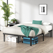Zinus Caleb King size Bed frame - Bed 150x200 cm - 36cm Height - Metal bed frame with Underbed storage and steel slat support - Black