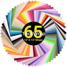 TECKWRAP Permanent Adhesive Vinyl Bundle - 65 Pack 12" x 12" Outdoor Vinyl Sheets (Glossy,Matte,Ultra Matte) Assorted Colors for Most Cutting