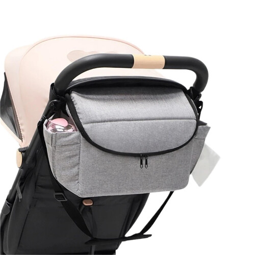 Stroller Bag Universal Fit Pram Organizer Grey Cup Holder Cover Stroller Accessories