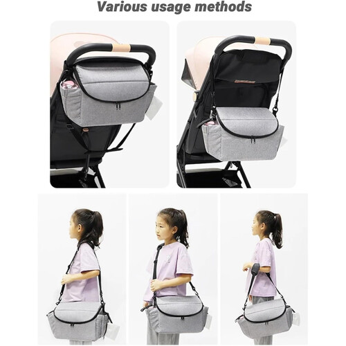 Stroller Bag Universal Fit Pram Organizer Grey Cup Holder Cover Stroller Accessories 2