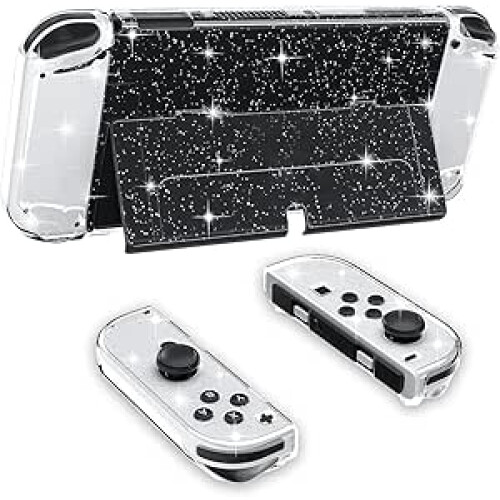 Capa protetora com glitter para Nintendo Switch OLED, capa compatível com dock, com design anti-impacto e anti-riscos, boa qualidade. 1