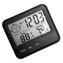 Indoor Temperature and Humidity Clock with Digital Smile-Black