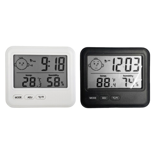Indoor Temperature and Humidity Clock with Digital Smile-Black 1