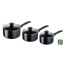 Tefal Cookware Set, Saucepans, Induction, Black, 3 Pc Set