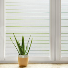 DOWELL Window Film Privacy Film for Glass Windows 90x400cm, Frosted Stripe Pattern Sticker Static Cling, Opaque Self Adhesive Glass Vinyl Decorative