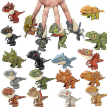 Green Triceratops Mini Dinosaur Figure, Finger Biting Toy, Jurassic Park Backpack Charm, Snap Squad T-Rex Bite Hand Kids Toy 1PC