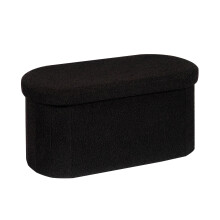 Bonlife Folding Ottoman Storage Bench,Boucle Footstool Oval, End of Bed Stool, Ideal for Living Room, Bedroom,76x38x38cm,Black