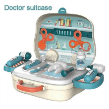 Doctor Suitcase Girls Dressing Makeup Toy Set with Kitchen Tableware Tools Box & Pulley Suitcase