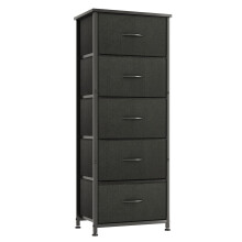 CAIYUN Chest of Drawers for Bedroom with 5 Drawers, Fabric Storage Drawer, Tall Black Hallway Storage Unit