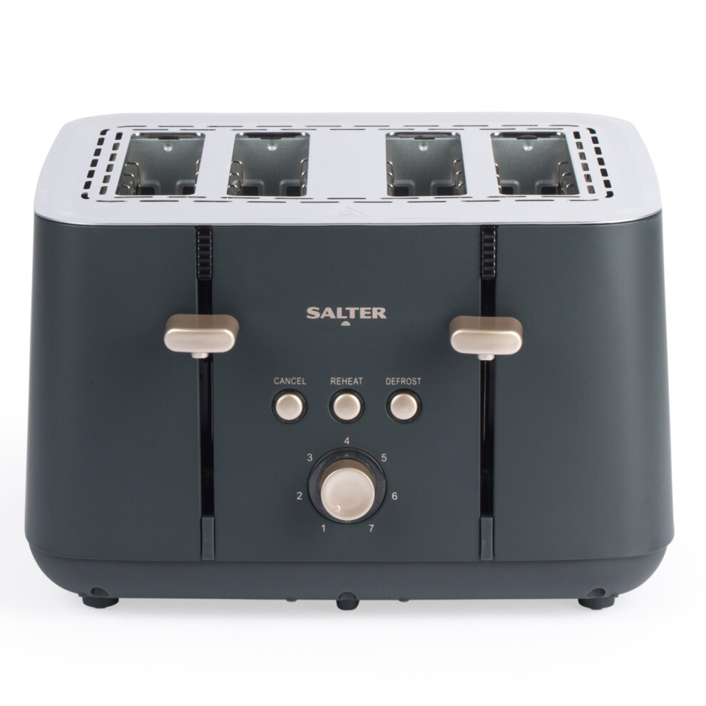 Salter Marino 4-Slice Toaster - 7 Levels Of Variable Browning, Removable Crumb Tray, Self-Centring Bread Guides, Anti-Jam Function, Defrost, Reheat