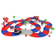 BlueOne Size 212Pcs Spider Race Track Set with 2 Cars, Birthday Gifts for Boys