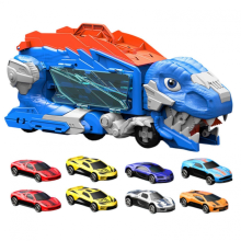 Foldable Dinosaur Truck Toy, 8-Car Race Set for Kids 3+, Blue Travel & Home Play