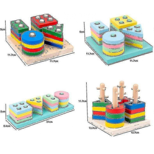 Educational Wooden Sorting Stacking Toy for Toddlers 1-3 Years Old 2