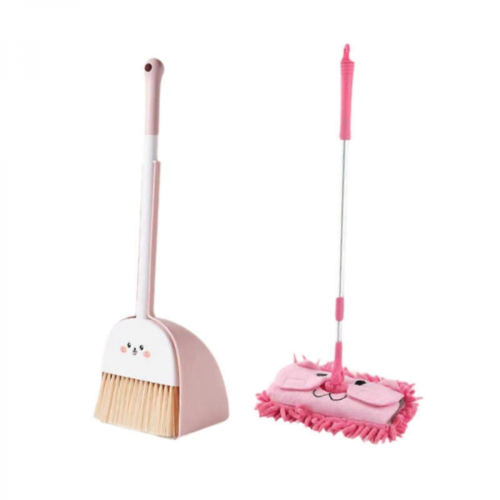 Mini scopa rosa 15,8x14x51 cm con paletta per bambini 3-6 anni