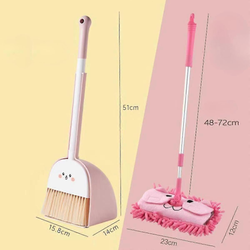 Mini scopa rosa 15,8x14x51 cm con paletta per bambini 3-6 anni 1