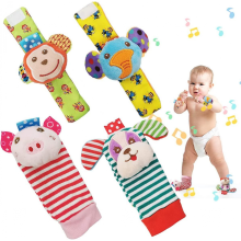 Baby Rattle Socks 4 Pcs, Infant Toys Gift for Boys Girls