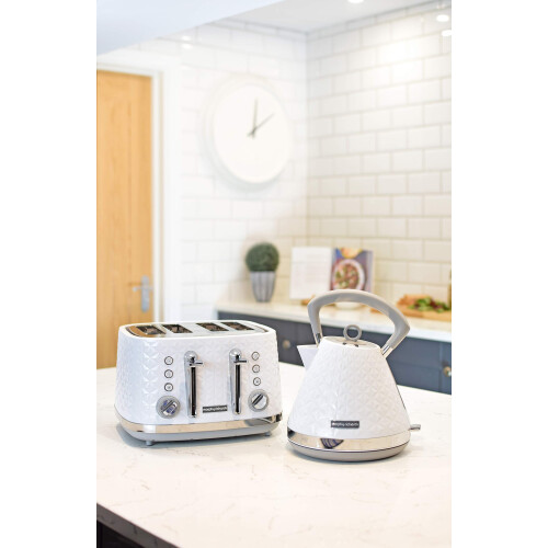 Morphy Richards Morphy Richards Vector 4 Slice Toaster, High Gloss Geometric Design, Defrost and Reheat, Variable Width Slots, Removeable Crumb Tray,?White, 248134 1