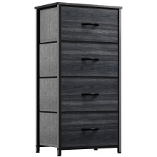 YITAHOME Chest of Drawer with 4 Drawers for Bedroom Fabric Dresser Storage Drawers With Handles Metal Frame for Living Room, Hallway,Charcoal Black