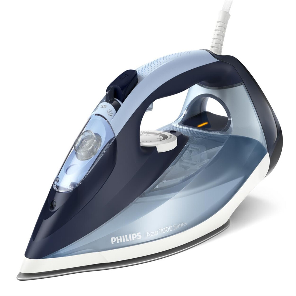 Philips 7000 Series Steam Iron - 2800W, 50G/Min Steam, 250G Steam Boost, Vertical Steam, Steamglide Plus Soleplate, Louros/Cotton (Dst7020/20) Blue