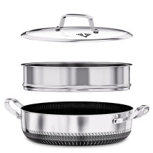 Casserole Dish with Lid Ovenproof Pot | Stainless Steel Hybrid | Toxin Free | Anti Scratch| Non Stick | 30cm | PFOA free | Induction Compatiable |