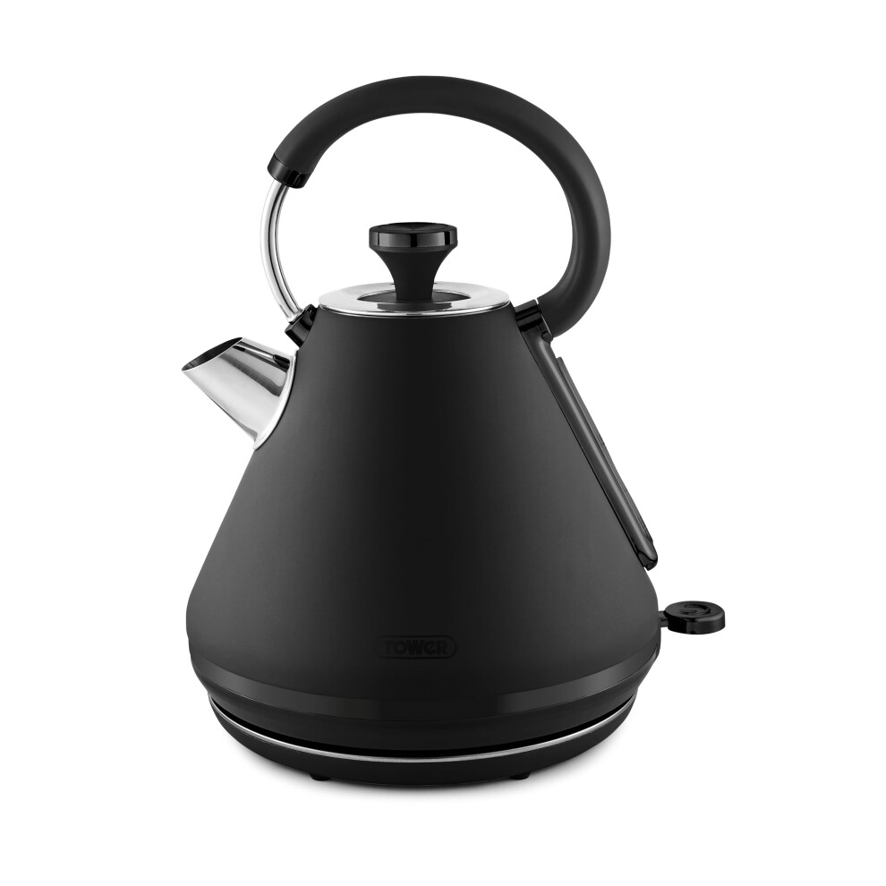 Tower T10079blk Sera Pyramid Kettle With Smoked Black Trim, 1.7L, 3Kw, Black