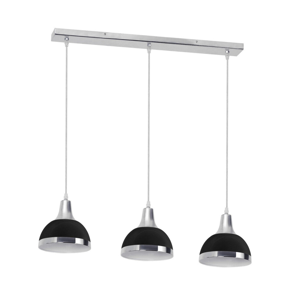Premier Housewares E27 Edison Screw 40 W 3 Ceiling Shade Ceiling S Pendant Ing Ceiling Pendant H120xw68xd18 Light/Black