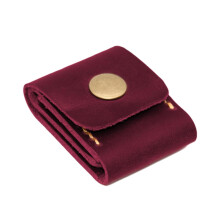 Computer Card Cases Portable Travel Card Case PU Leather Pouch With 3 Card Slots Wine Red