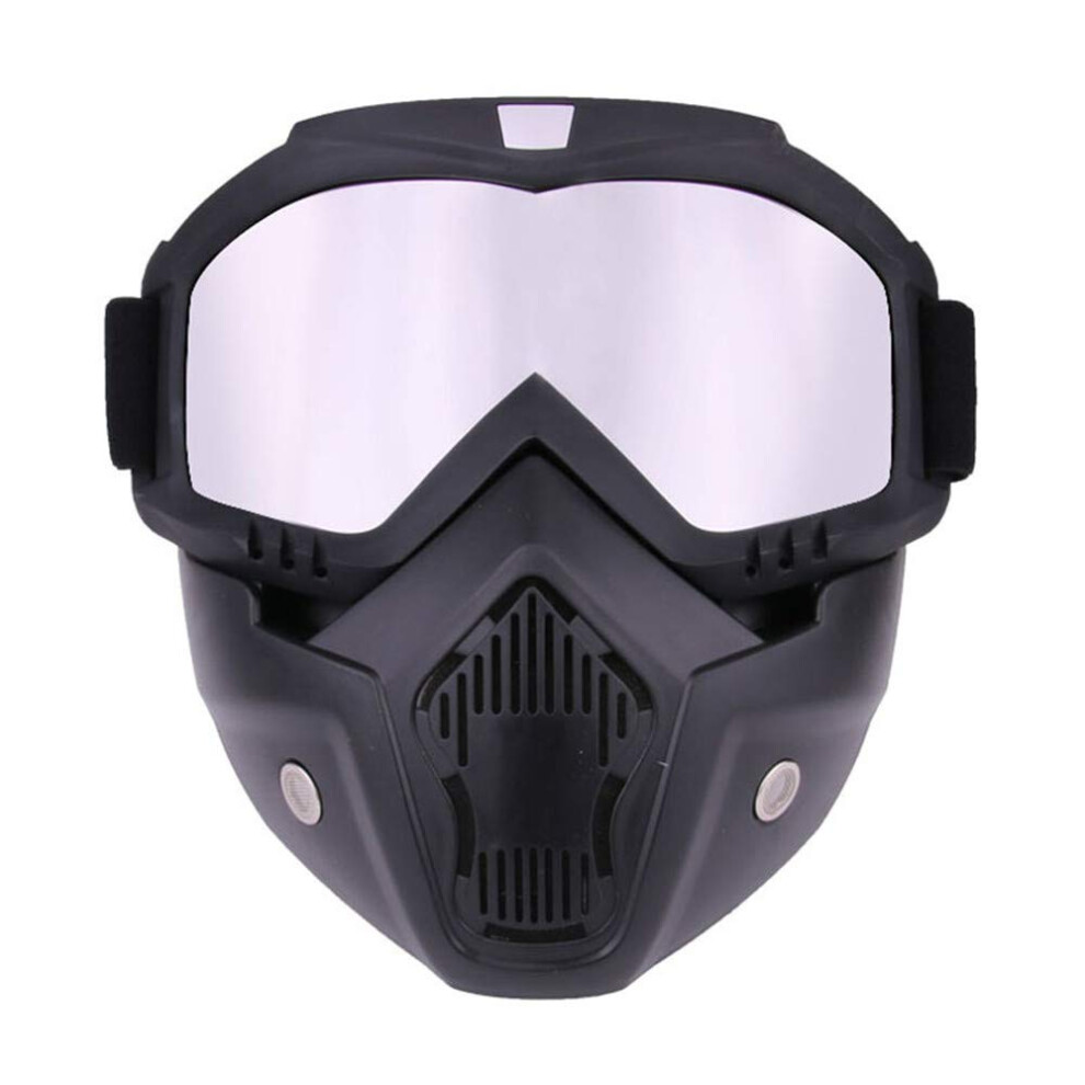 Motorcycle Goggles With Lens Uv Protection Antifog Offroad Full Face Dustproof Silver 9365049283298
