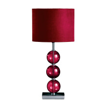 Premier Housewares Bedside Table Lamp Ceramic Effect Bedside Lamp Chrome Base Table Lamps for Lounge Desk Lamp Lamp Shade H51 Cm X W24 Cm X D24Cm, Red