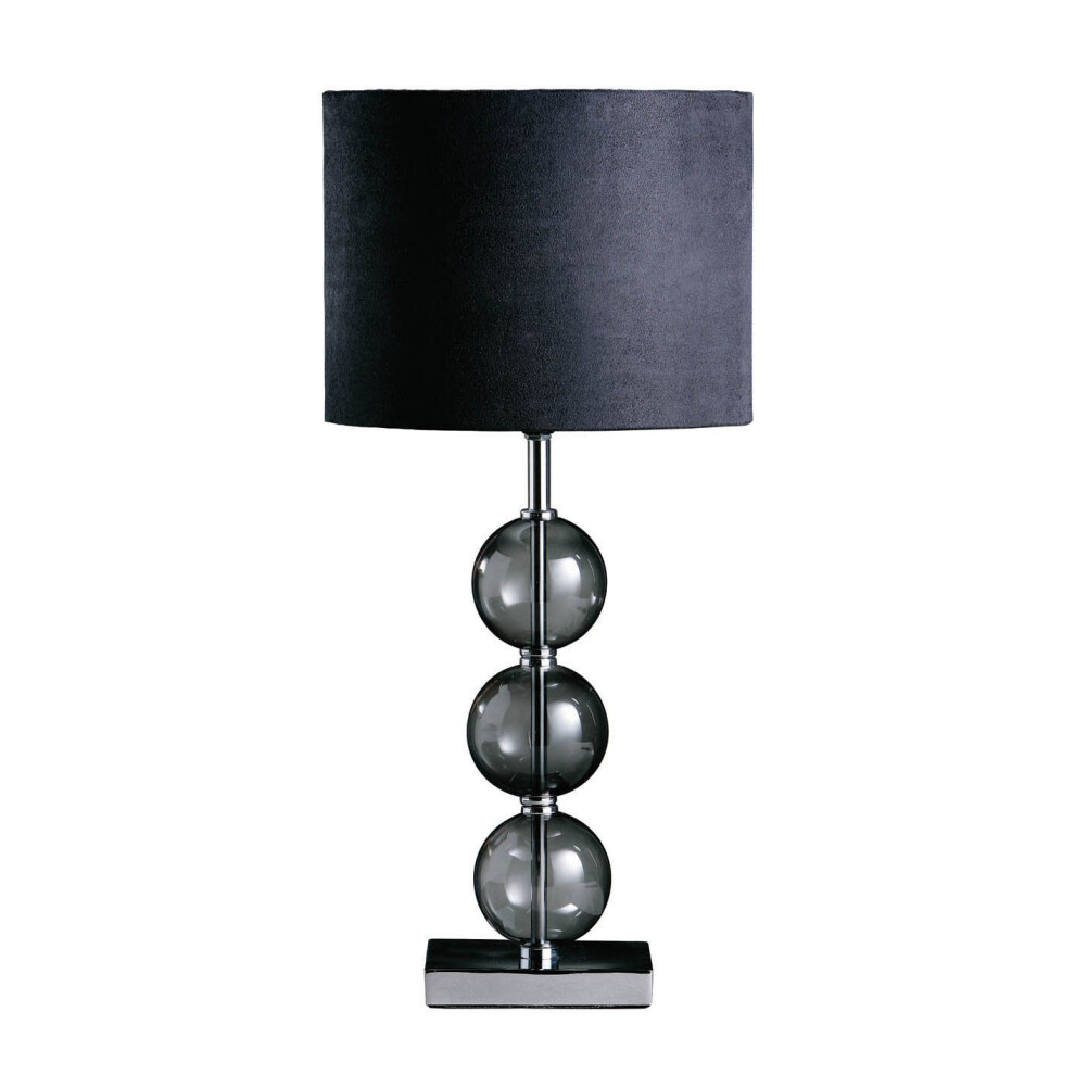 Premier Housewares Bedside Table Lamp Ceramic Effect Bedside Lamp Chrome Base Table Lamps For Lounge Desk Lamp Lamp Shade H51 Cm X W24 Cm X D24 Cm,