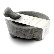 Granite Pestle and Mortar with Stabilising Feet by Silk Route Home, premium unpolished granite spice grinder ? kitchen tool for muddling and grinding