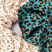 Doplňky do vlasů s leopardím vzorem, velké gumičky do vlasů s jasným leopardím potiskem, měkké látkové gumičky do vlasů pro ženy a