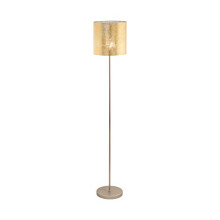 Eglo Viserbella Vintage Floor Lamp, Steel and Fabric in Champagne and Gold Coloured Standing Light, Living Room Lighting, E27 Socket, incl. Foot