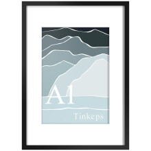Tinkeps A1 Black Picture Frame - Engineered Wood and Plexiglass, A1 Frame with A2 Mount for A1/A2 Prints, Photos, and Posters, Wall Mountable -