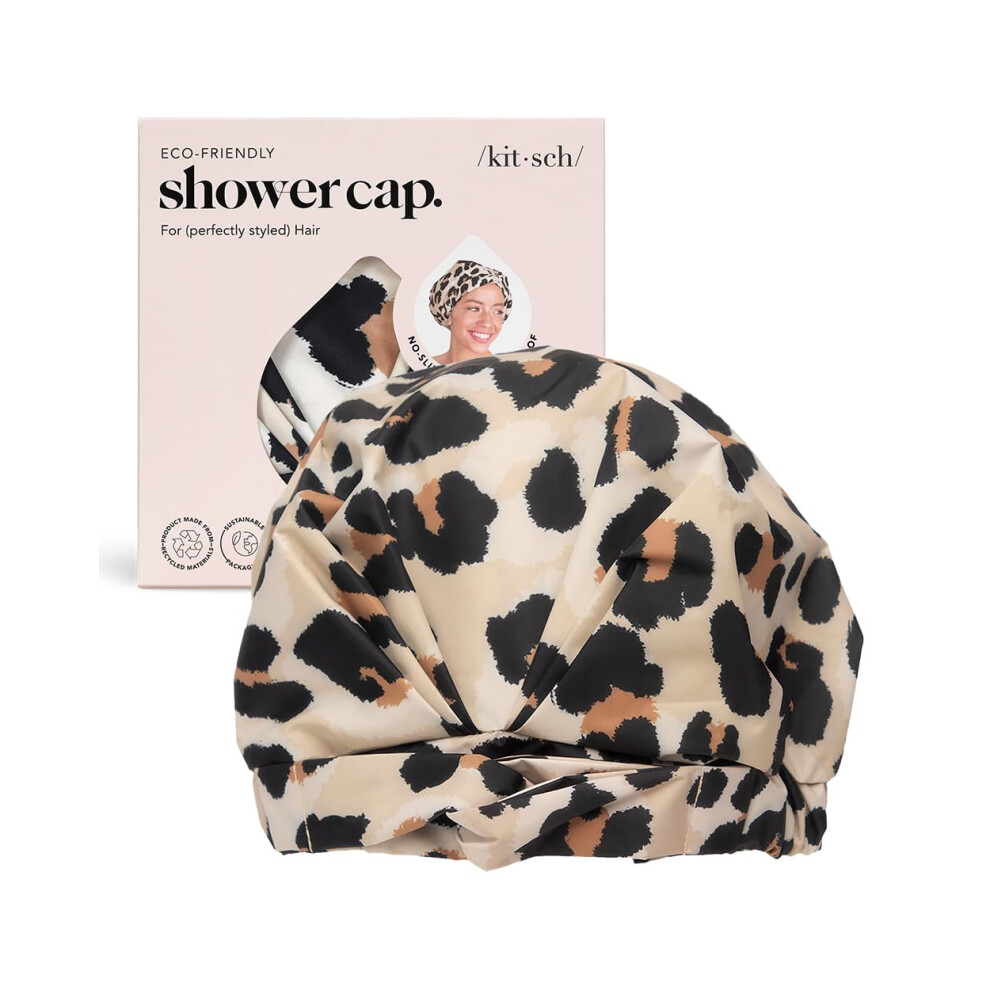 Kitsch Luxury Shower Cap For Women Waterproof - Reusable Shower Cap, Hair Cap For Shower, Waterproof Hair Shower Caps For Long Hair, Non-Slip Cute