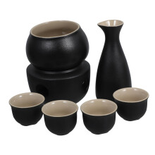 Japanese Sake Set Ceramic Warmer Tokkuri and Cups Elegant Vintage Design for Entertaining
