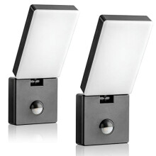 SEBSON Outdoor Lights Mains Powered IP65 - Pack of 2 - Outdoor Garden Lights with PIR Motion Sensor, Adjustable LED Wall Lights 15W, Cool White,
