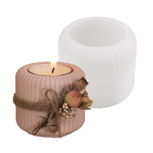 Cylinder Silicone Tealight Holder Silicone-Striped Large Candle